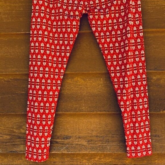 LulaRoe Leggings Red Geometric Patterned - Picture 6 of 13